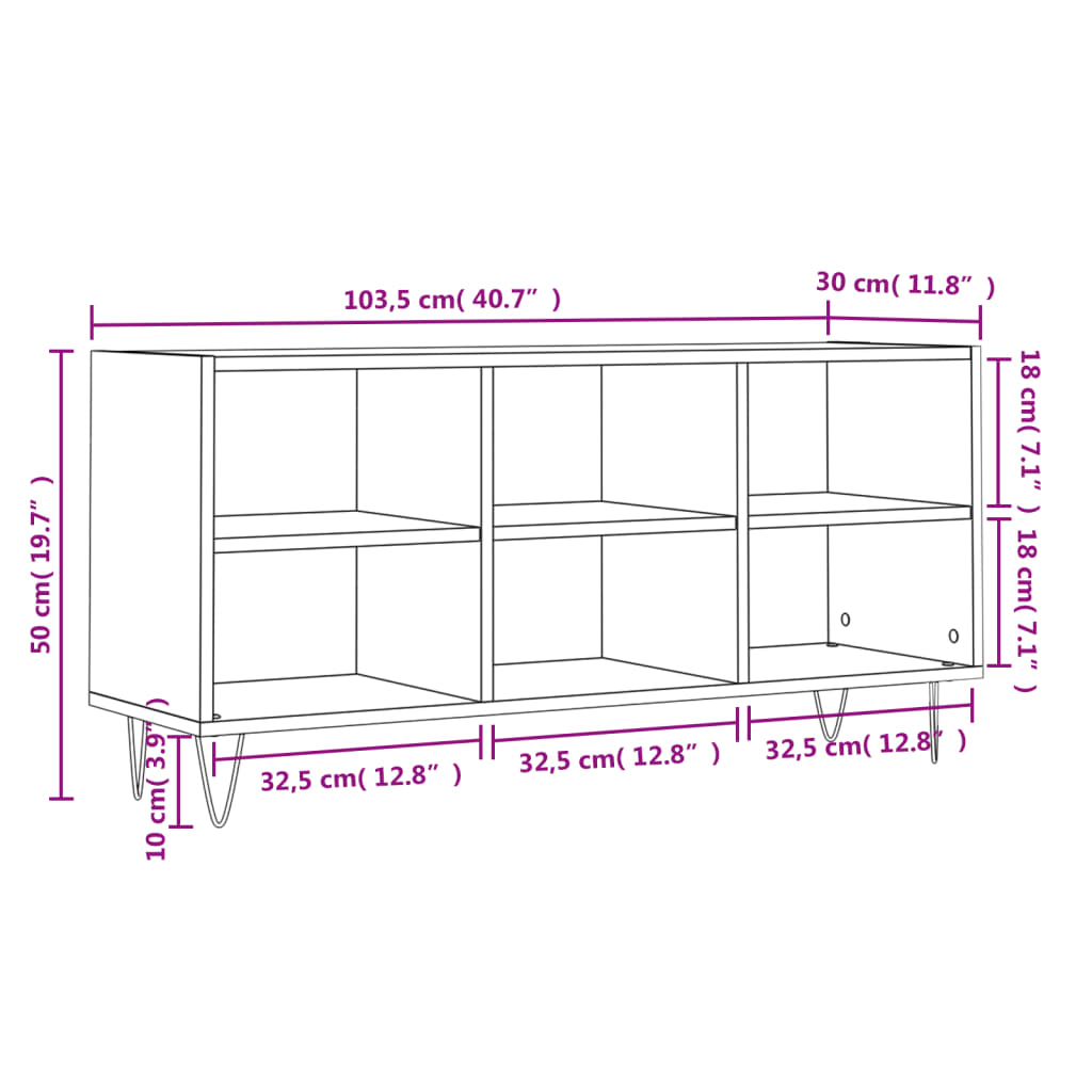 Tv-Meubel 103,5X30X50 Cm Bewerkt Hout