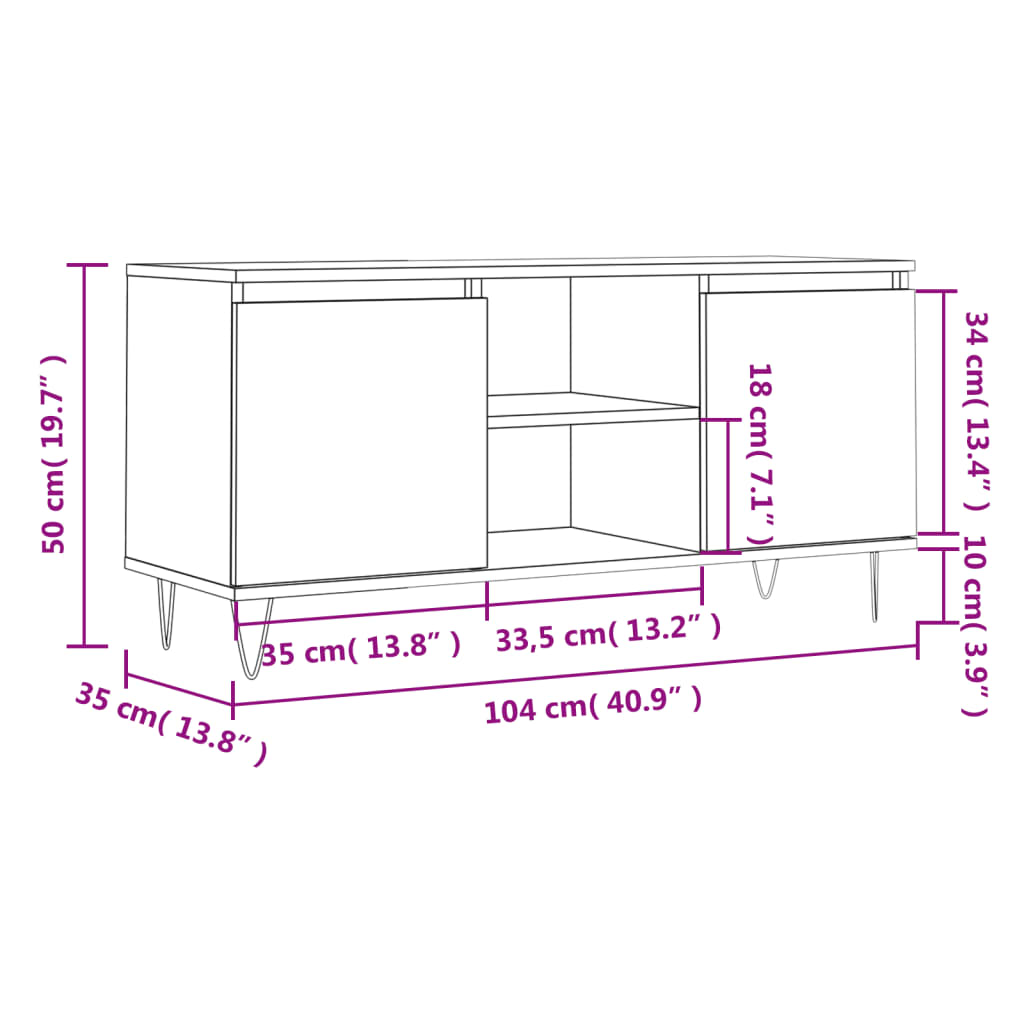 Tv-Meubel 104X35X50 Cm Bewerkt Hout