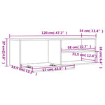 Tv-Meubel 120X34X37 Cm Bewerkt Hout Grijs Sonoma Eikenkleurig