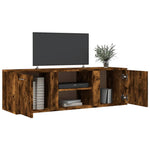 Tv-Meubel 120X34X37 Cm Bewerkt Hout Gerookt Eikenkleurig