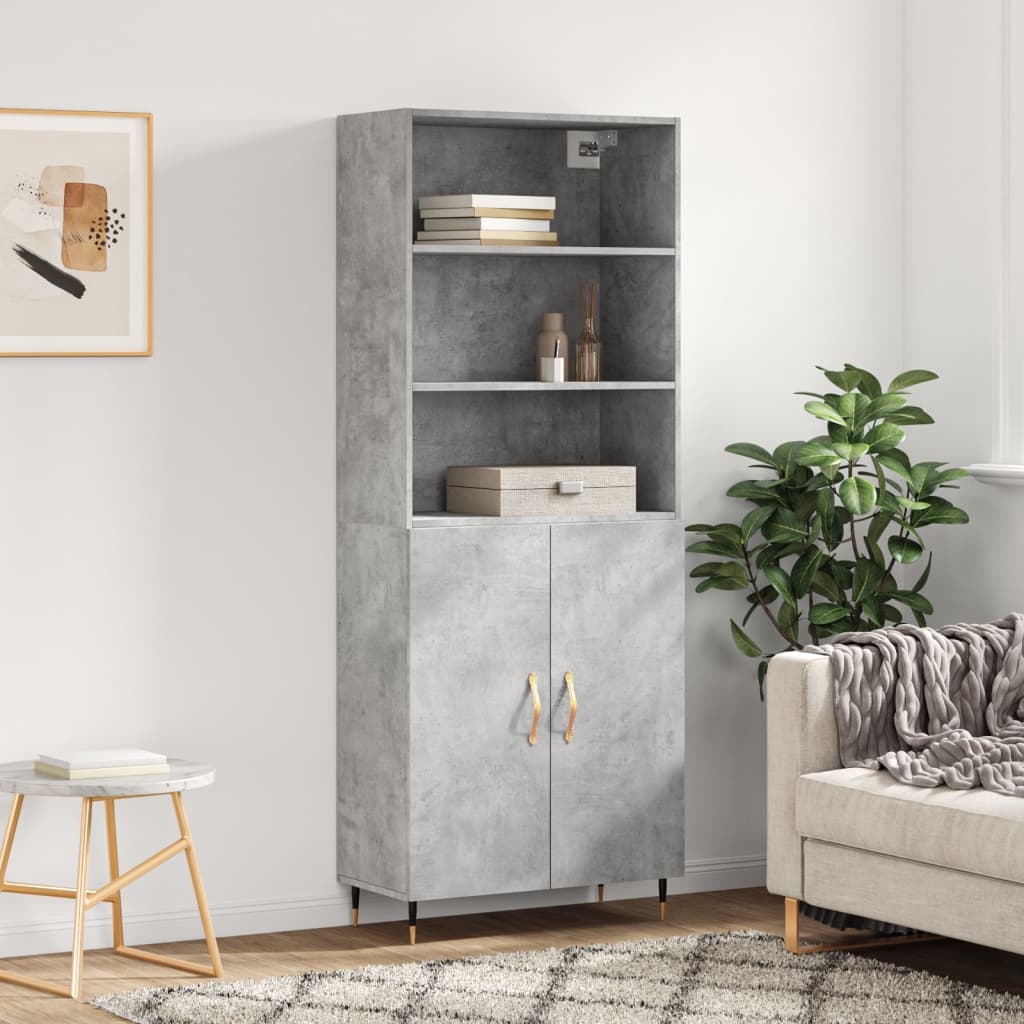 Hoge Kast 69,5X34X180 Cm Bewerkt Hout Kleurig