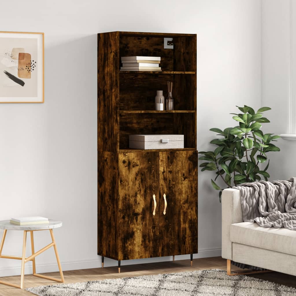 Hoge Kast 69,5X34X180 Cm Bewerkt Hout Kleurig