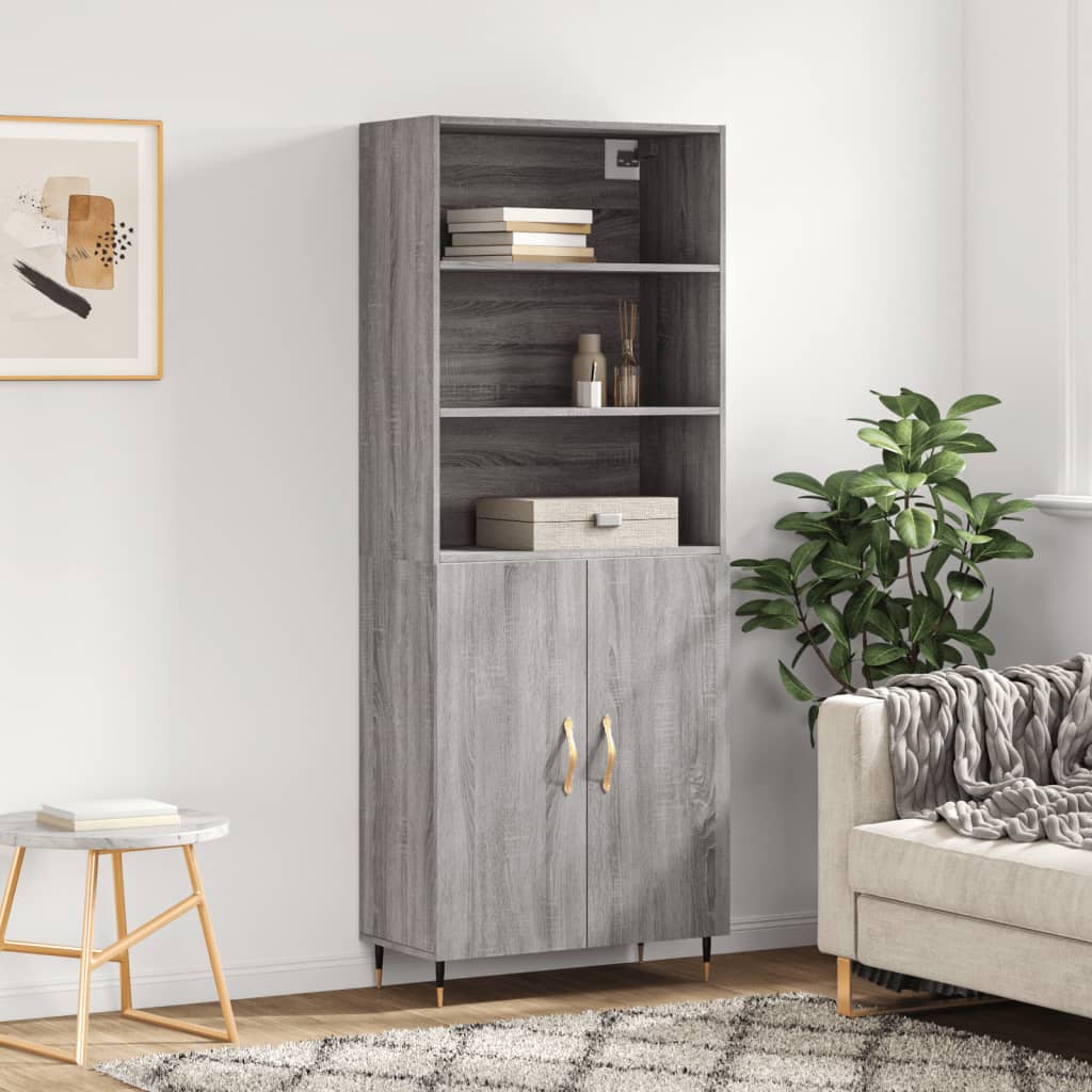 Hoge Kast 69,5X34X180 Cm Bewerkt Hout Kleurig