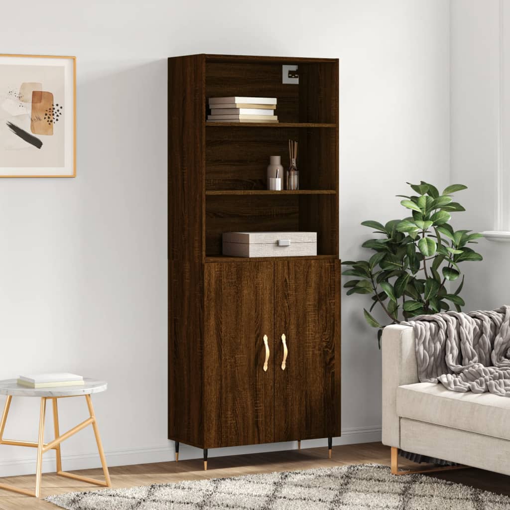 Hoge Kast 69,5X34X180 Cm Bewerkt Hout Kleurig