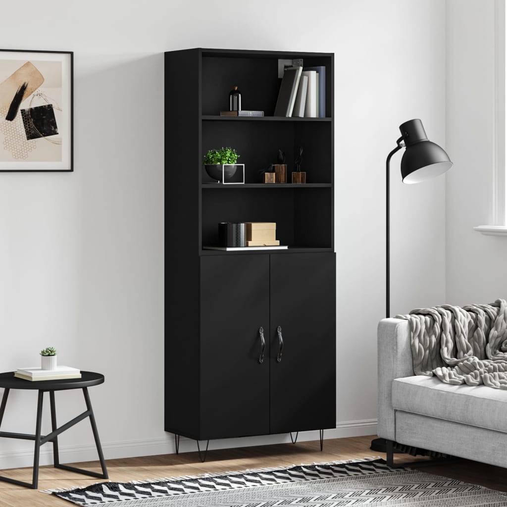 Hoge Kast 69,5X34X180 Cm Bewerkt Hout Eikenkleurig