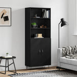 Hoge Kast 69,5X34X180 Cm Bewerkt Hout Eikenkleurig