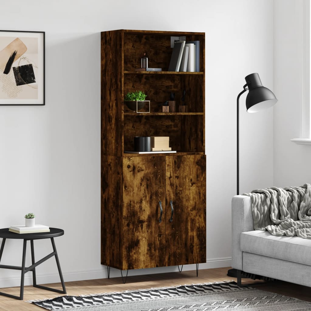 Hoge Kast 69,5X34X180 Cm Bewerkt Hout Eikenkleurig