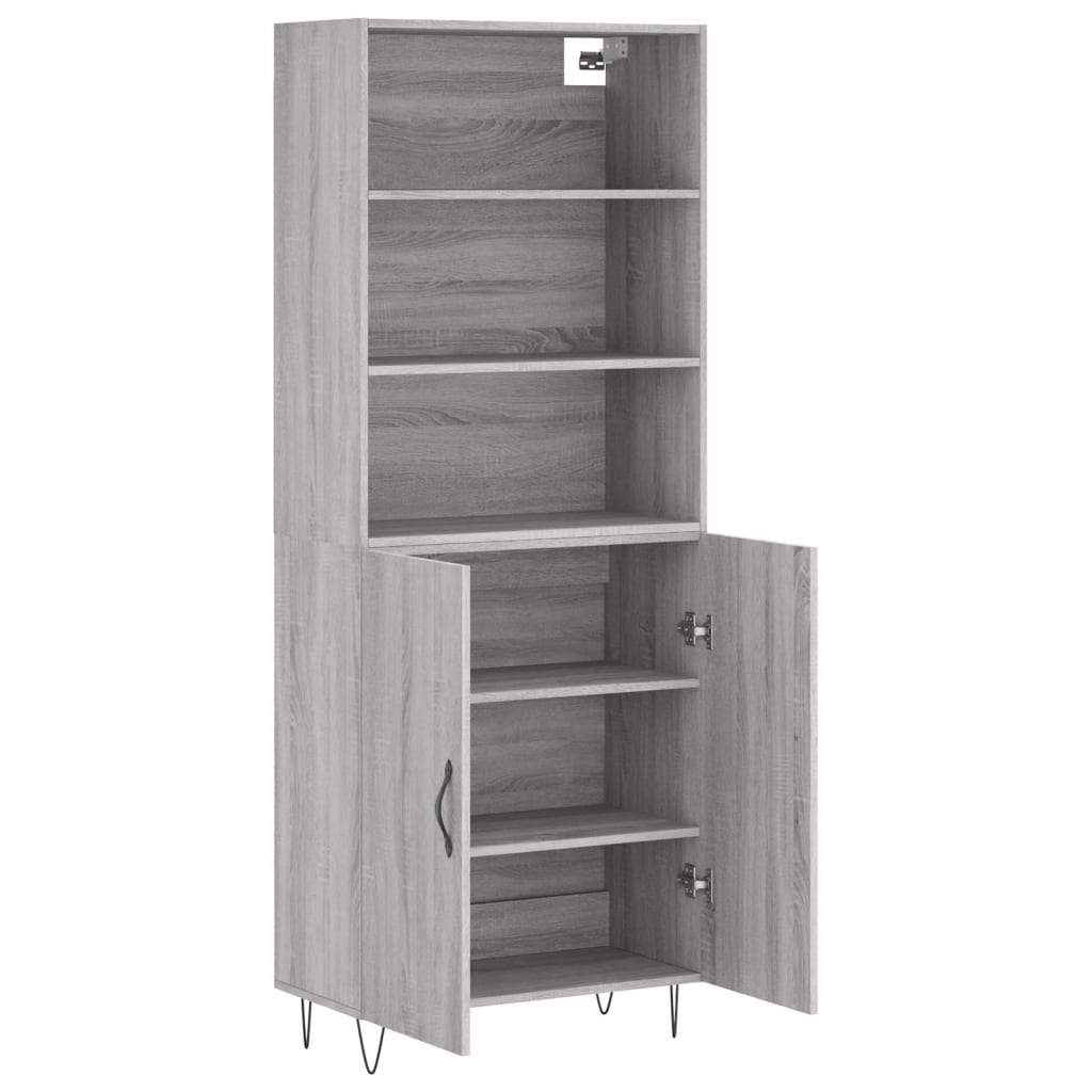 Hoge Kast 69,5X34X180 Cm Bewerkt Hout Eikenkleurig