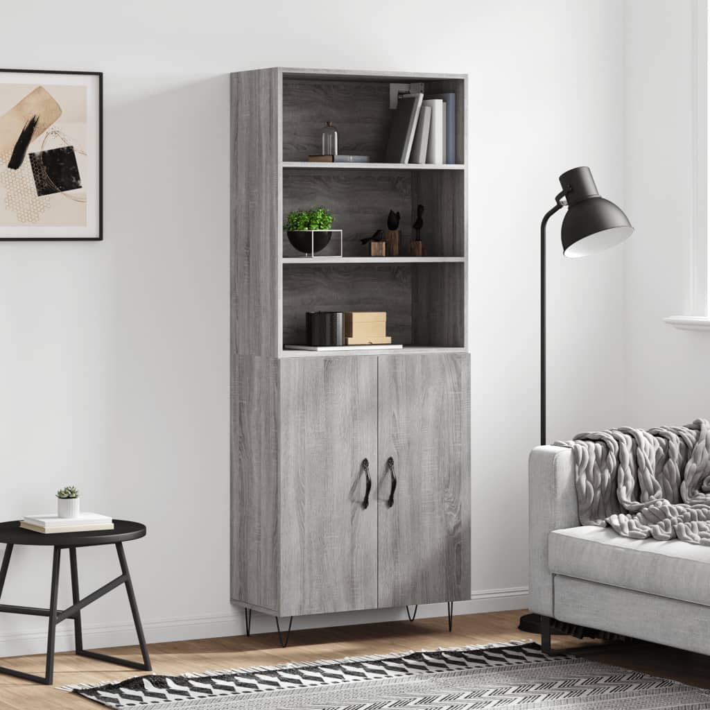 Hoge Kast 69,5X34X180 Cm Bewerkt Hout Eikenkleurig
