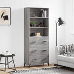 Hoge Kast 69,5X34X180 Cm Bewerkt Hout Kleurig