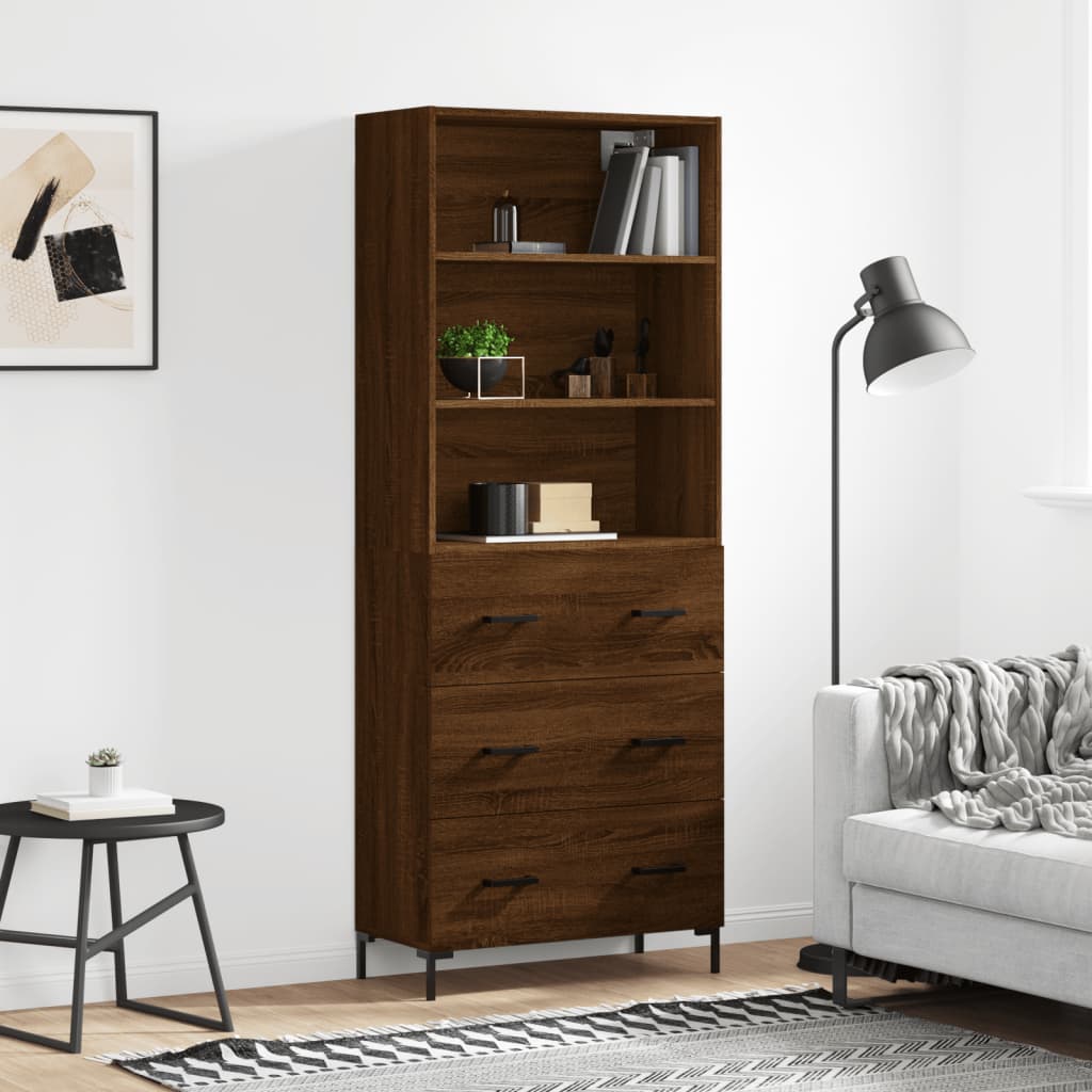 Hoge Kast 69,5X34X180 Cm Bewerkt Hout Kleurig