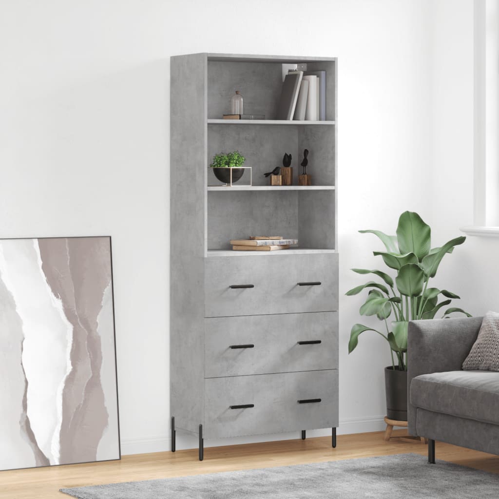 Hoge Kast 69,5X34X180 Cm Bewerkt Hout Kleurig
