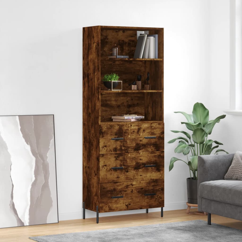 Hoge Kast 69,5X34X180 Cm Bewerkt Hout Kleurig