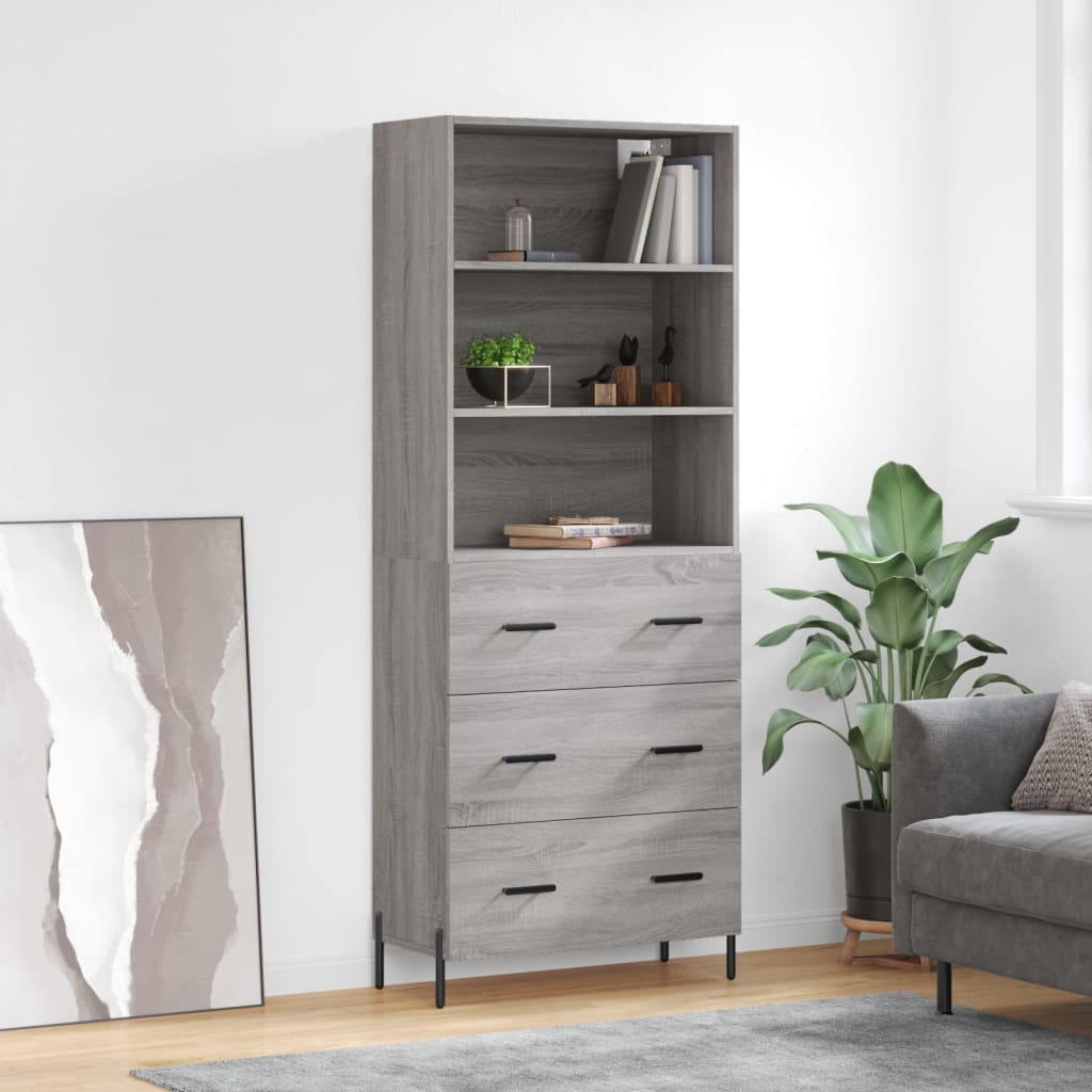 Hoge Kast 69,5X34X180 Cm Bewerkt Hout Kleurig