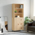 Hoge Kast 69,5X34X180 Cm Bewerkt Hout Eikenkleurig