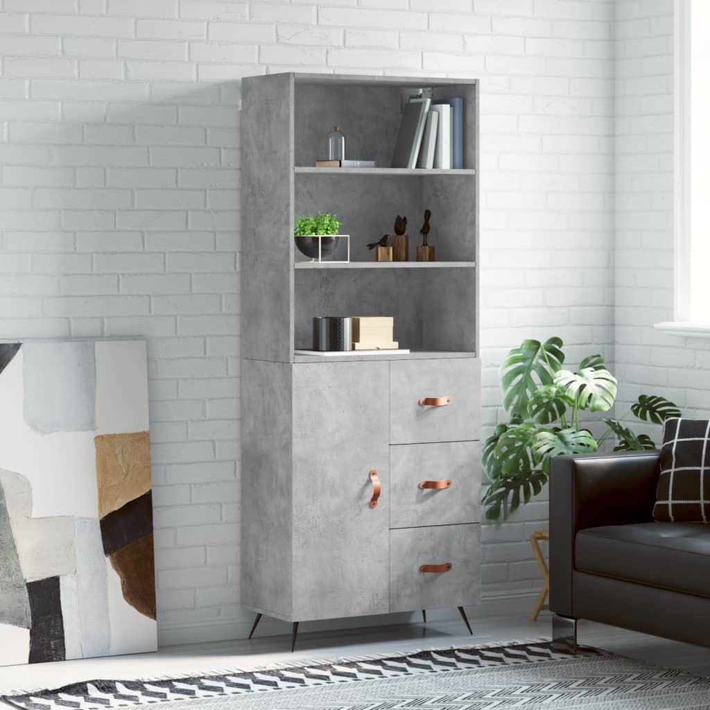 Hoge Kast 69,5X34X180 Cm Bewerkt Hout Eikenkleurig