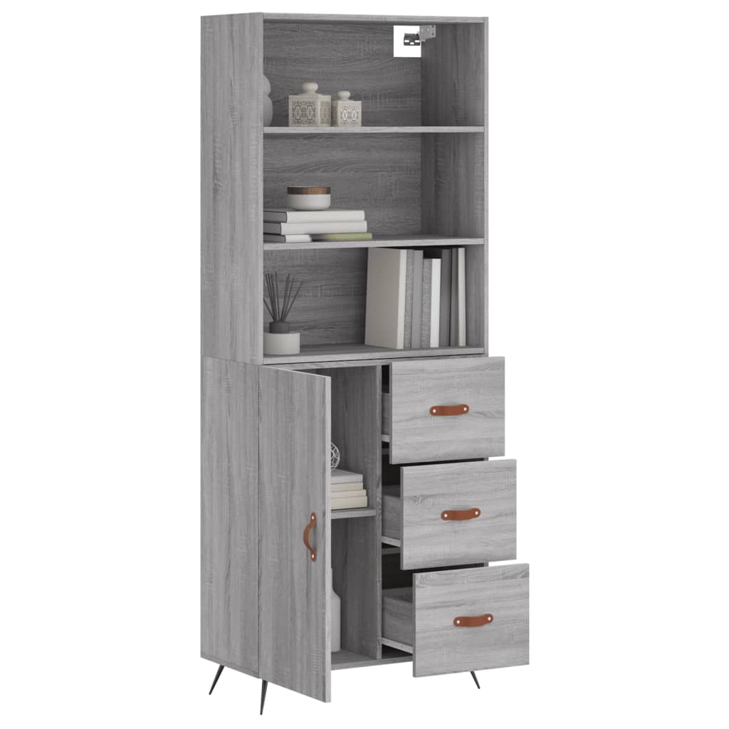 Hoge Kast 69,5X34X180 Cm Bewerkt Hout Eikenkleurig
