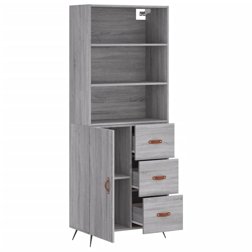 Hoge Kast 69,5X34X180 Cm Bewerkt Hout Eikenkleurig