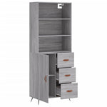 Hoge Kast 69,5X34X180 Cm Bewerkt Hout Eikenkleurig