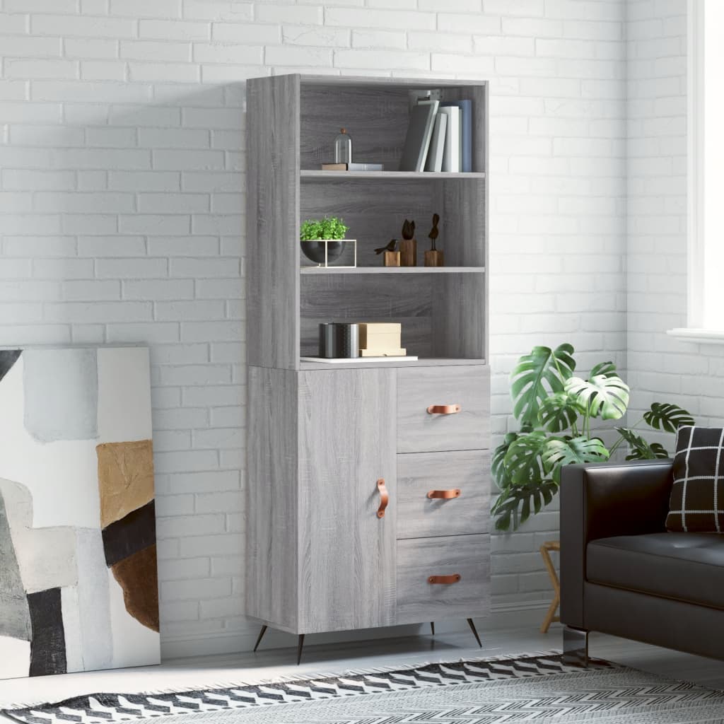 Hoge Kast 69,5X34X180 Cm Bewerkt Hout Eikenkleurig