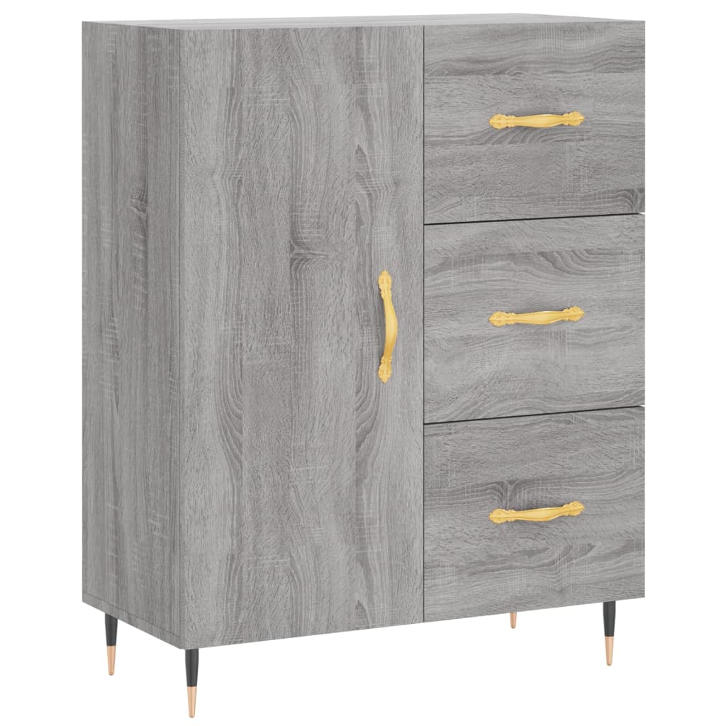 Hoge Kast 69,5X34X180 Cm Bewerkt Hout Eikenkleurig