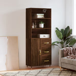 Hoge Kast 69,5X34X180 Cm Bewerkt Hout Eikenkleurig