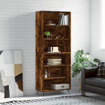 Hoge Kast 69,5X32,5X180 Cm Bewerkt Hout Eikenkleur