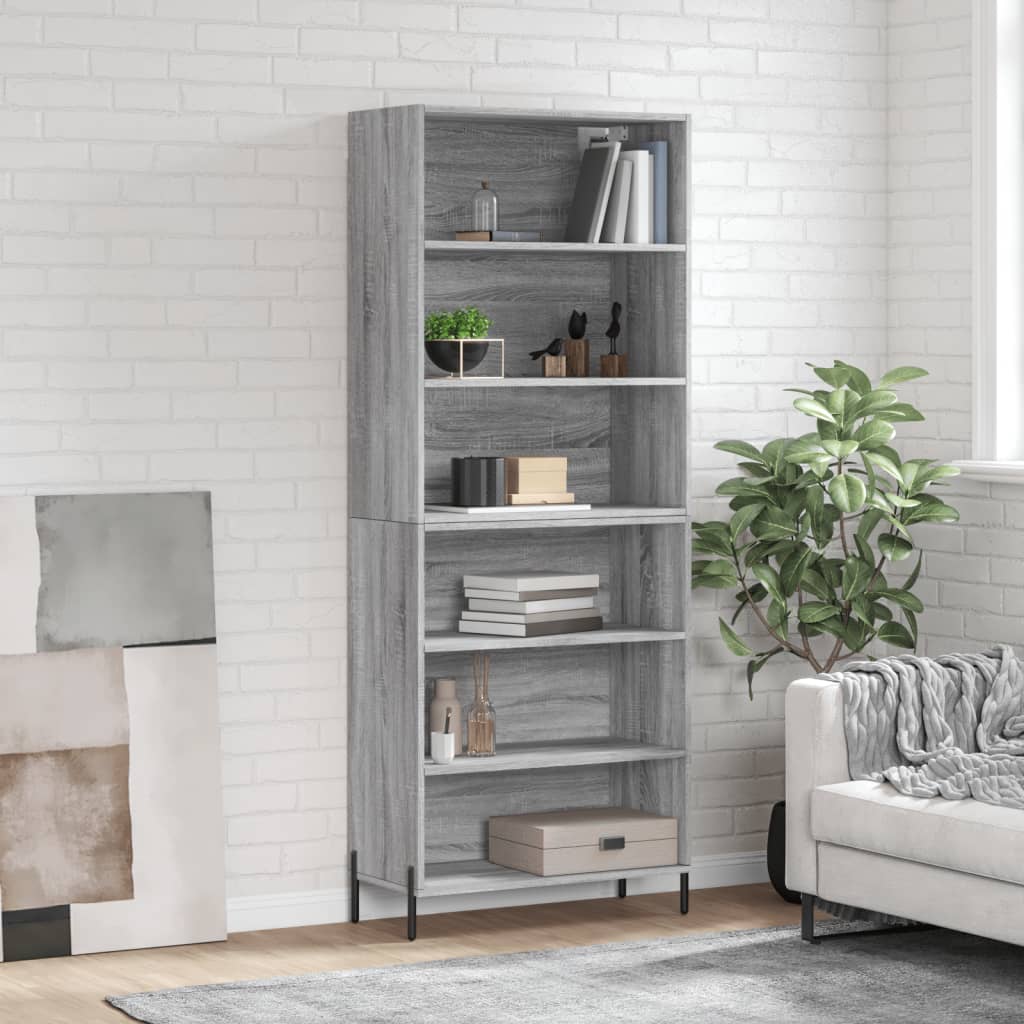Hoge Kast 69,5X32,5X180 Cm Bewerkt Hout Eikenkleur