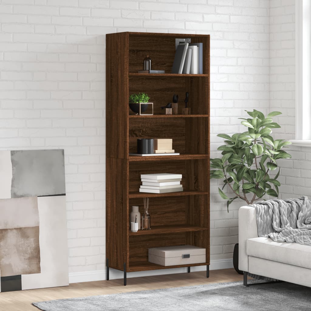 Hoge Kast 69,5X32,5X180 Cm Bewerkt Hout Eikenkleur