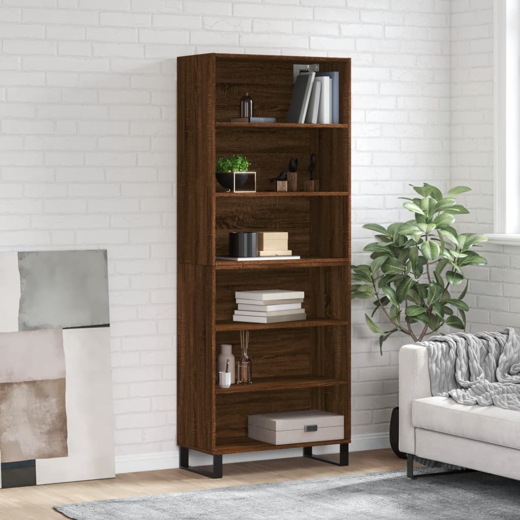 Hoge Kast 69,5X32,5X180 Cm Bewerkt Hout Eikenkleur