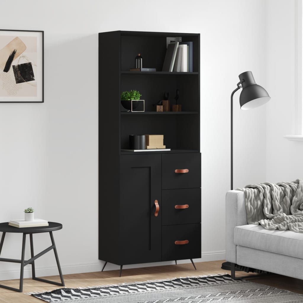 Hoge Kast 69,5X34X180 Cm Bewerkt Hout Eikenkleurig
