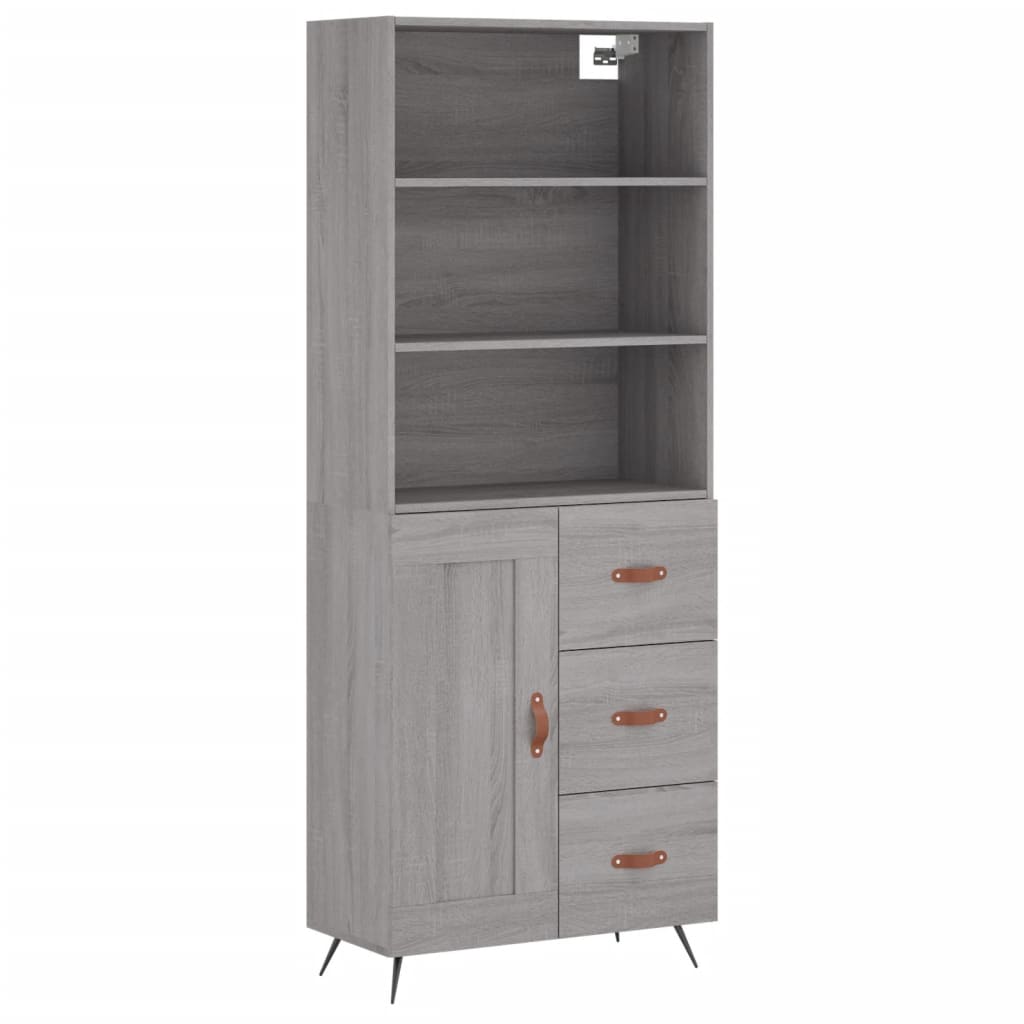 Hoge Kast 69,5X34X180 Cm Bewerkt Hout Eikenkleurig