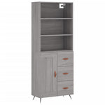 Hoge Kast 69,5X34X180 Cm Bewerkt Hout Eikenkleurig