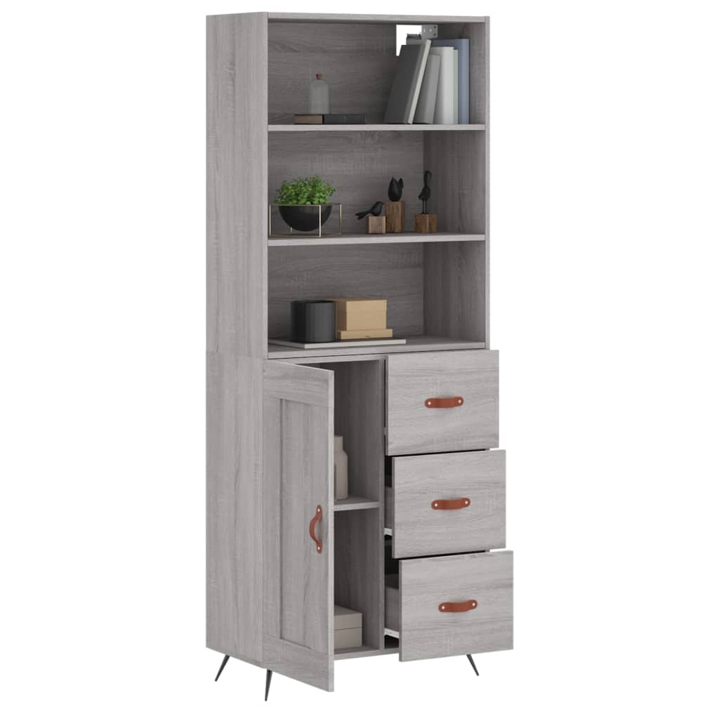 Hoge Kast 69,5X34X180 Cm Bewerkt Hout Eikenkleurig