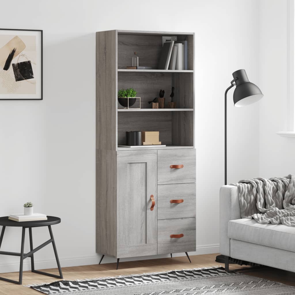 Hoge Kast 69,5X34X180 Cm Bewerkt Hout Eikenkleurig
