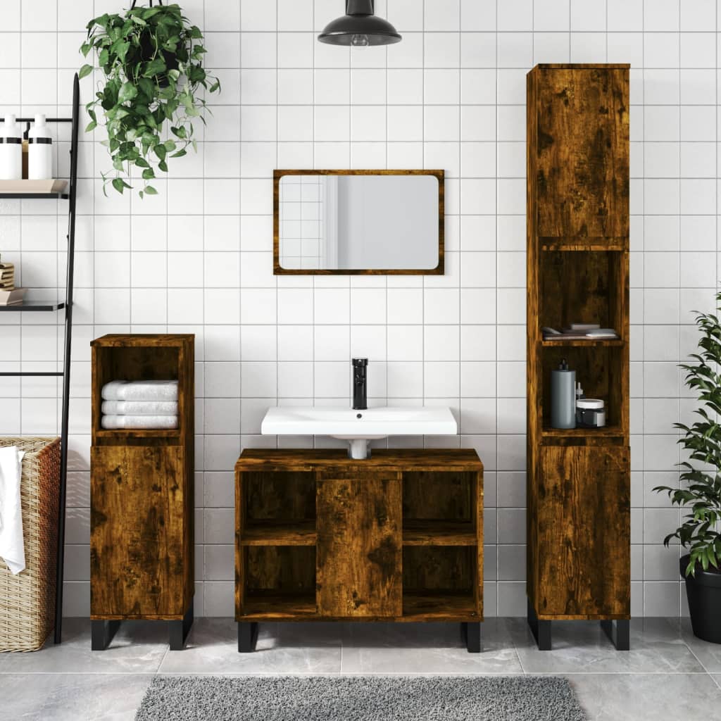 Badkamermeubelset Bewerkt Hout Eikenkleur