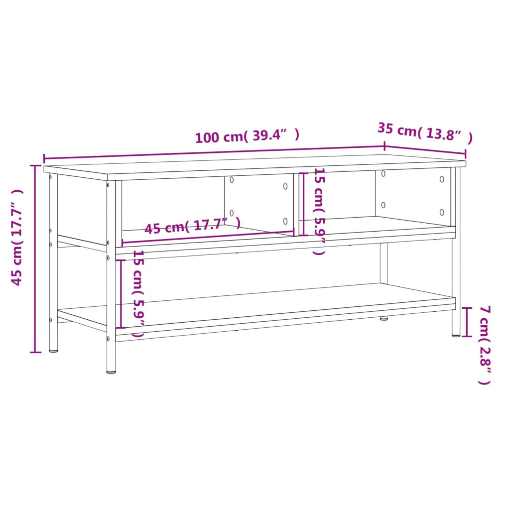 Tv-Meubel 100X35X45 Cm Bewerkt Hout Kleurig