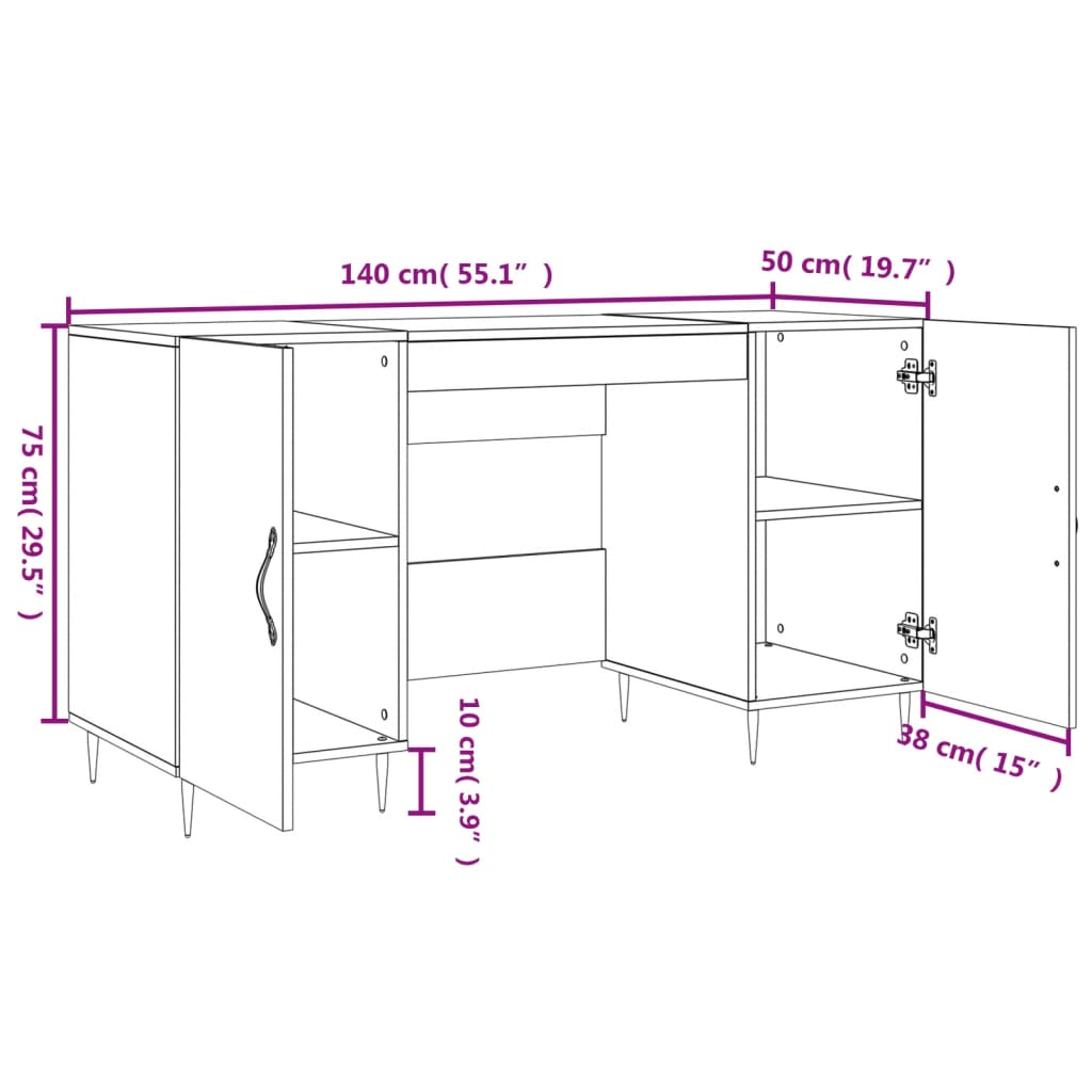 Bureau 140X50X75 Cm Bewerkt Hout