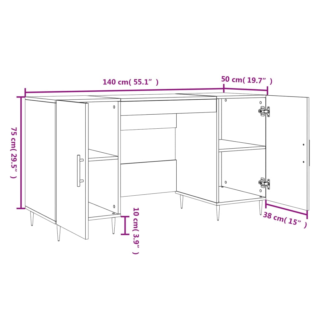 Bureau 140X50X75 Cm Bewerkt Hout