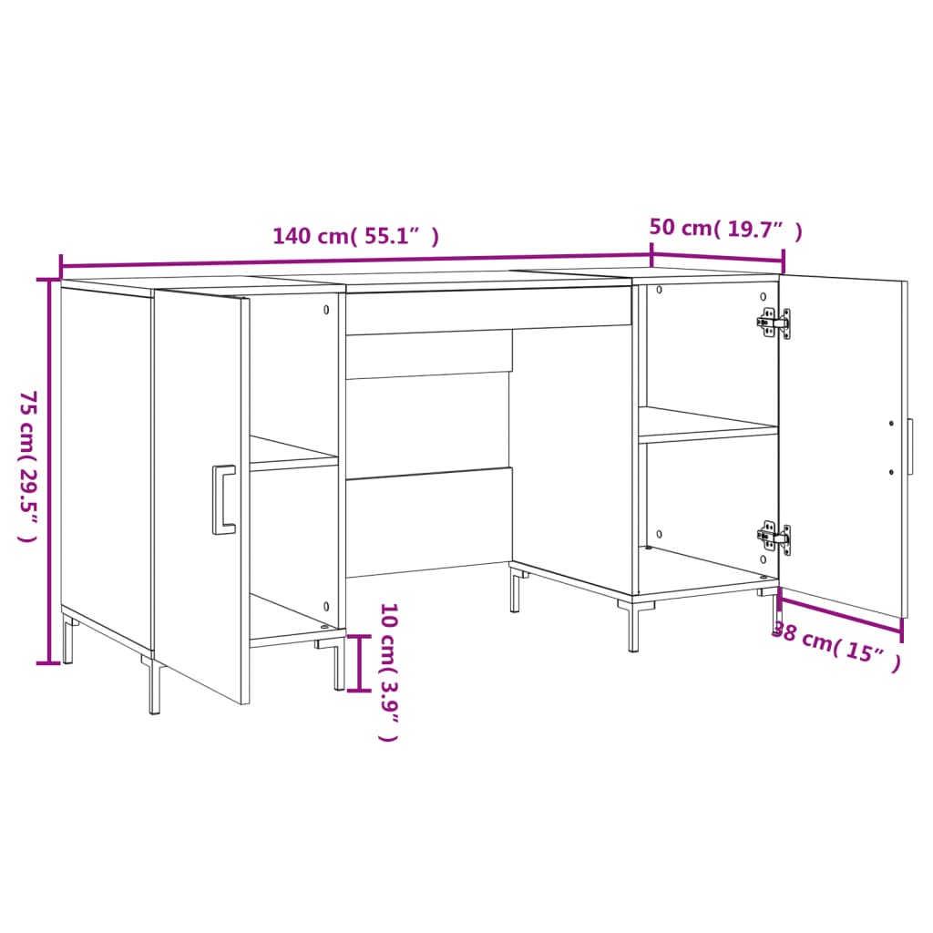 Bureau 140X50X75 Cm Bewerkt Hout