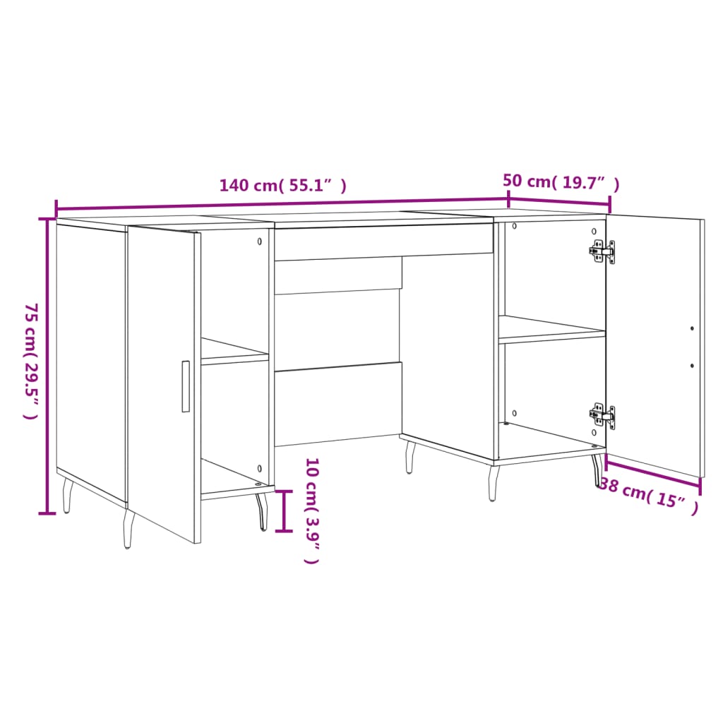 Bureau 140X50X75 Cm Bewerkt Hout