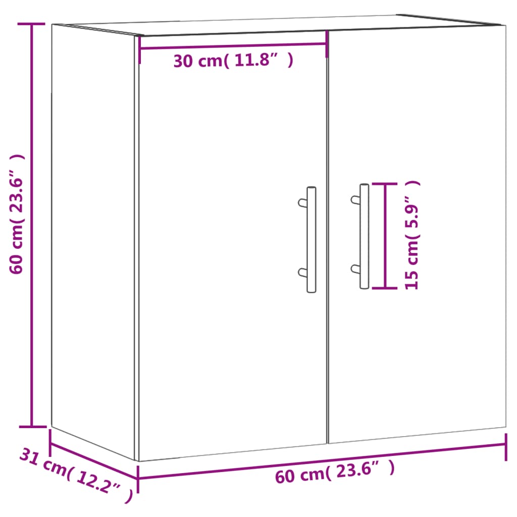 Wandkast 60X31X60 Cm Bewerkt Hout Kleurig