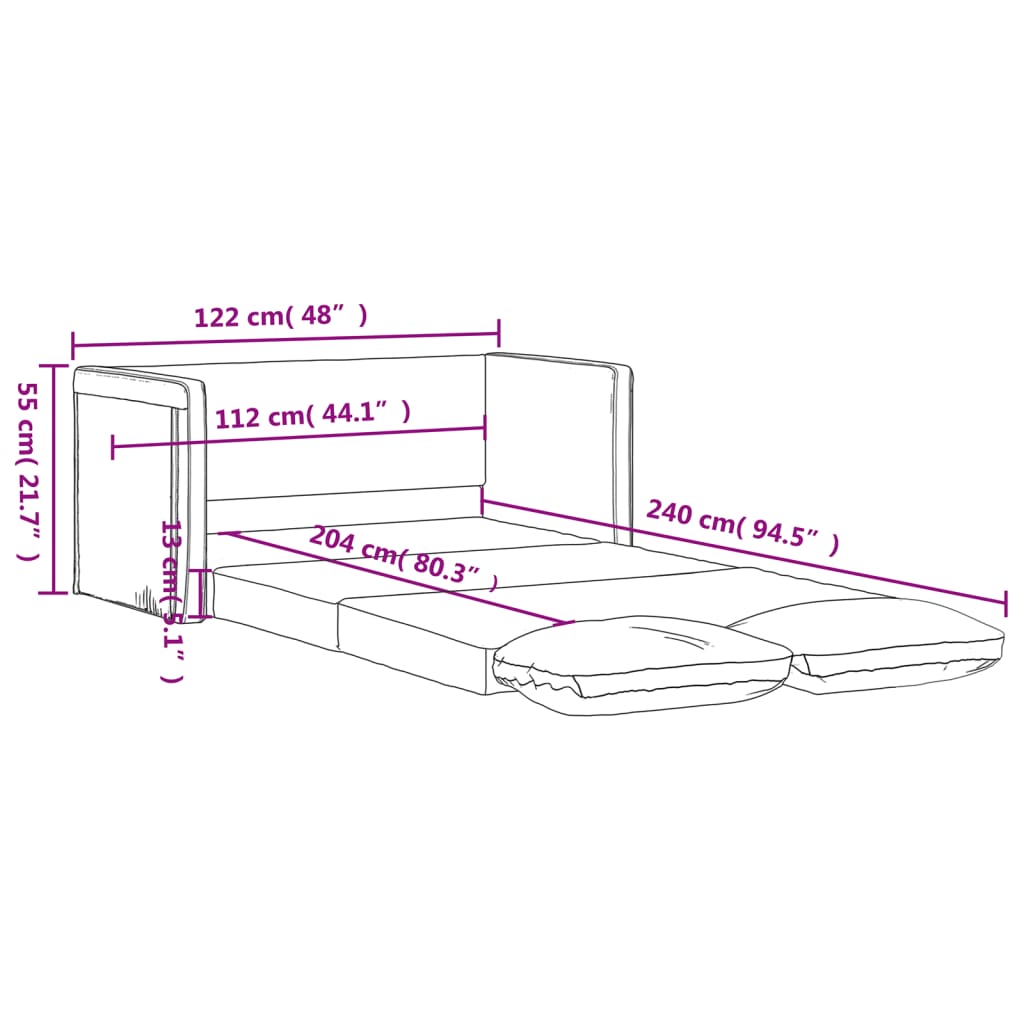 Slaapbank Vloermodel 2-In-1 122X204X55 Cm Fluweel