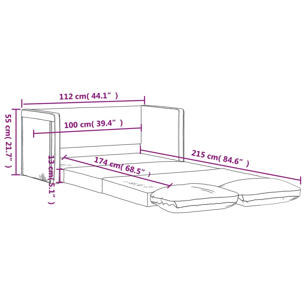 Slaapbank Vloermodel 2-In-1 112X174X55 Cm Stof