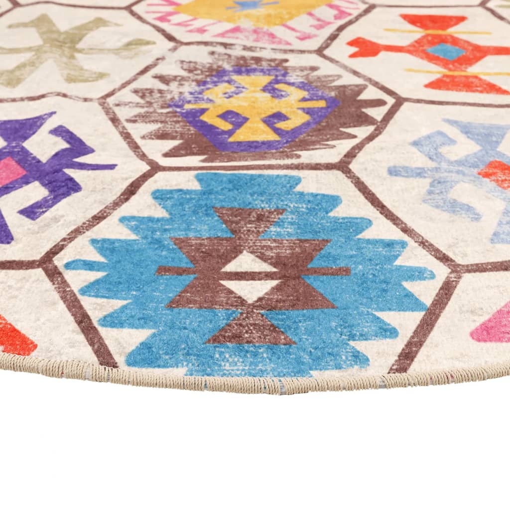 Vloerkleed Wasbaar Anti-Slip Meerkleurig Blauw En Wit
