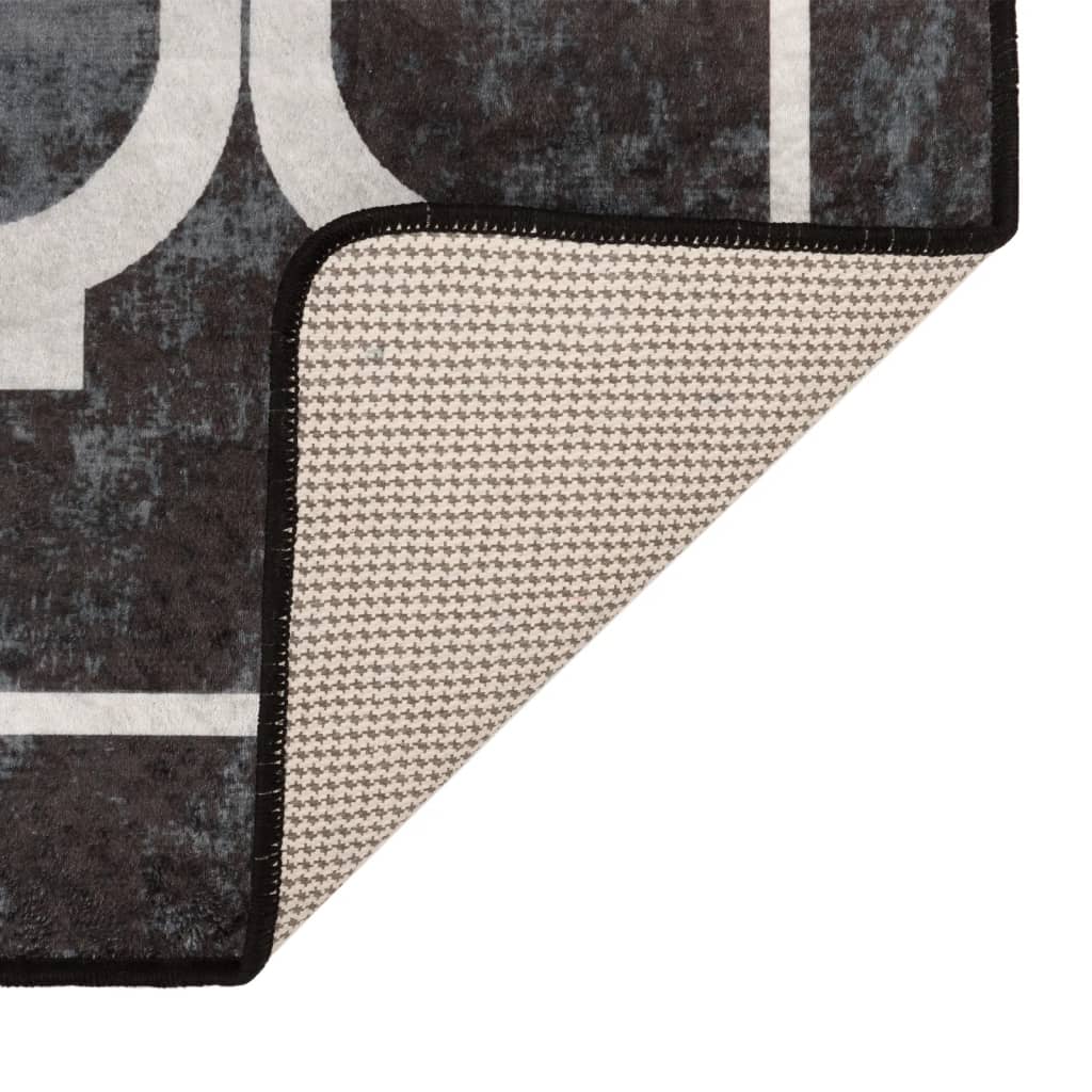 Vloerkleed Wasbaar Anti-Slip En Wit Zwart En Donkergrijs