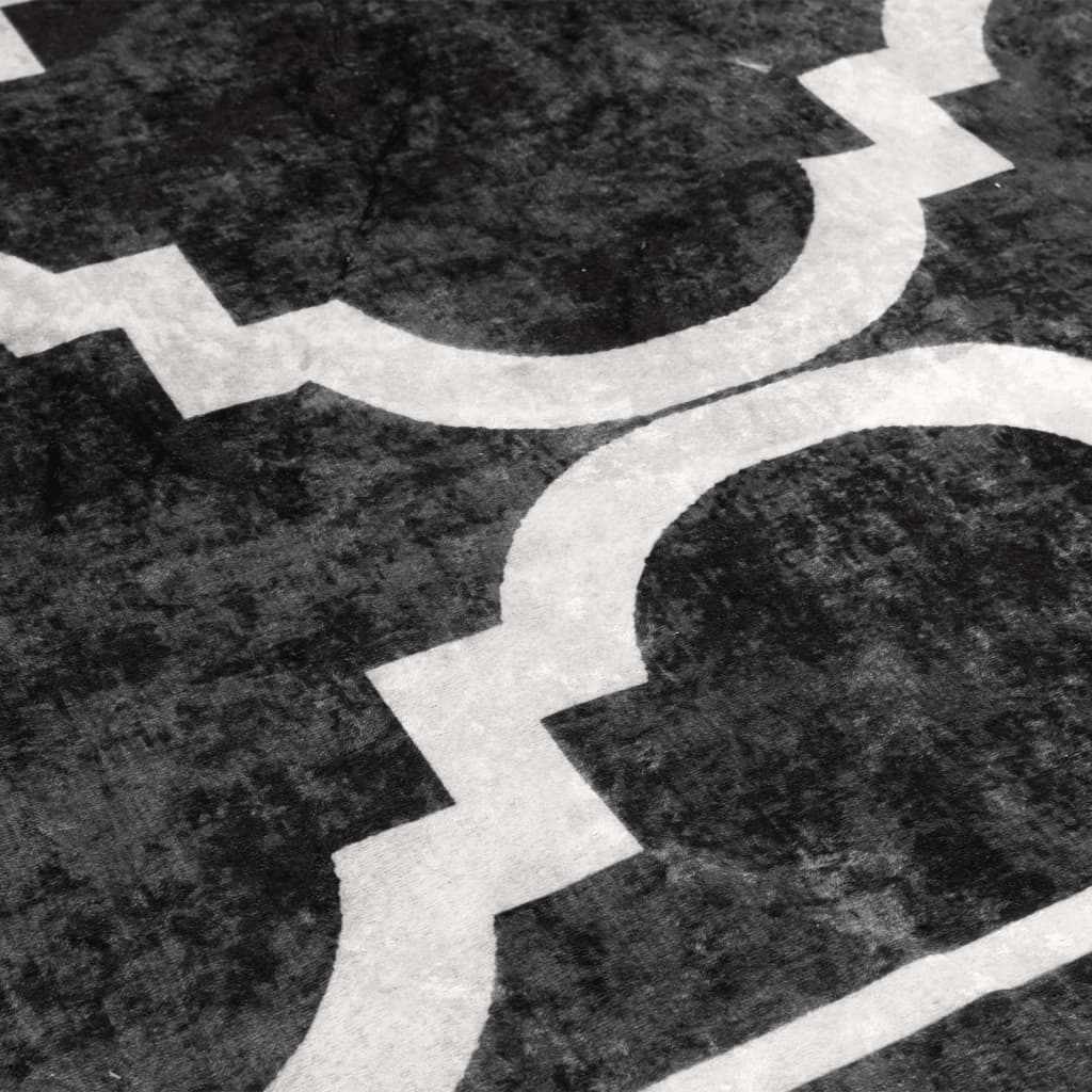 Vloerkleed Wasbaar Anti-Slip En Wit Zwart En Donkergrijs