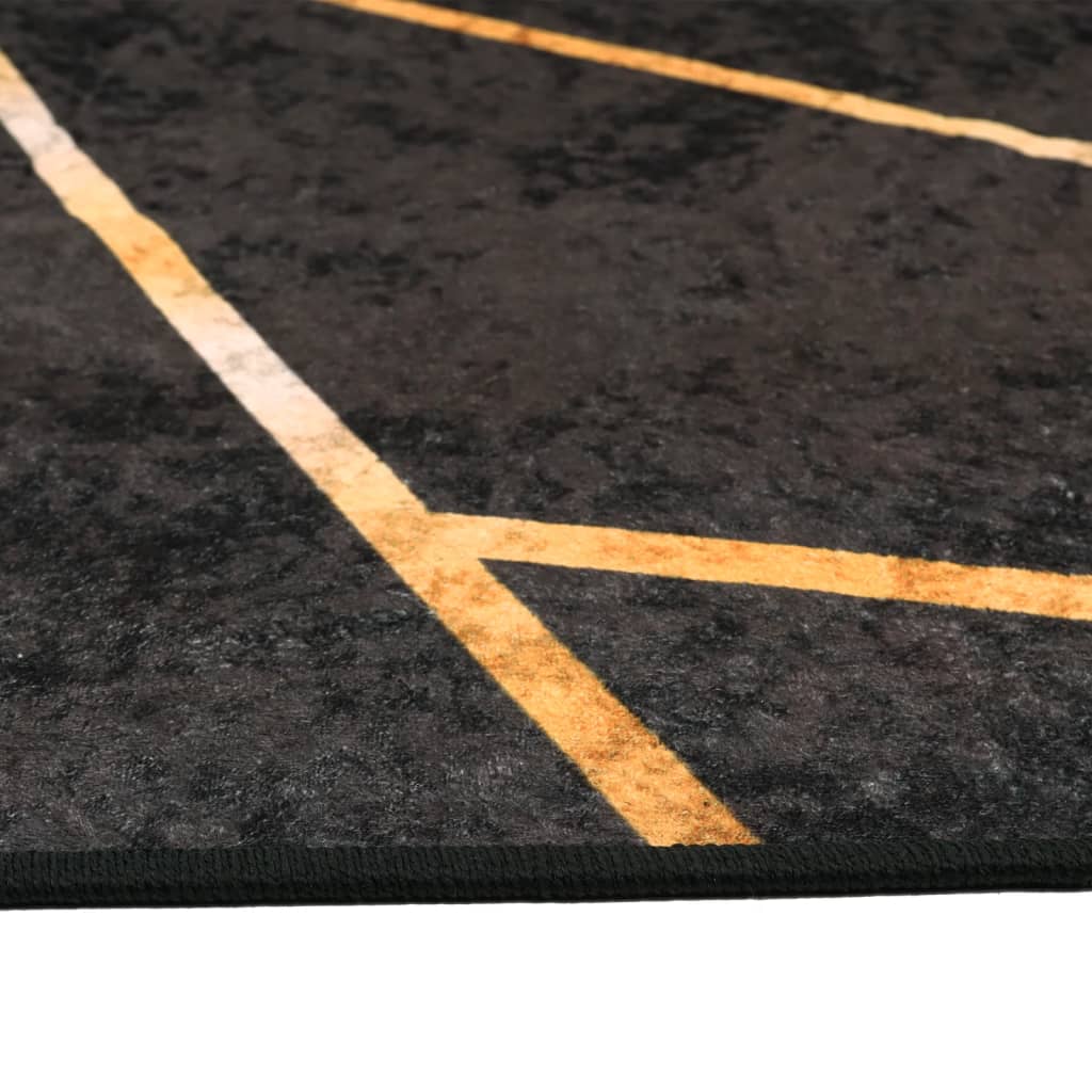 Vloerkleed Wasbaar Anti-Slip Kleurig Zwart En Goud