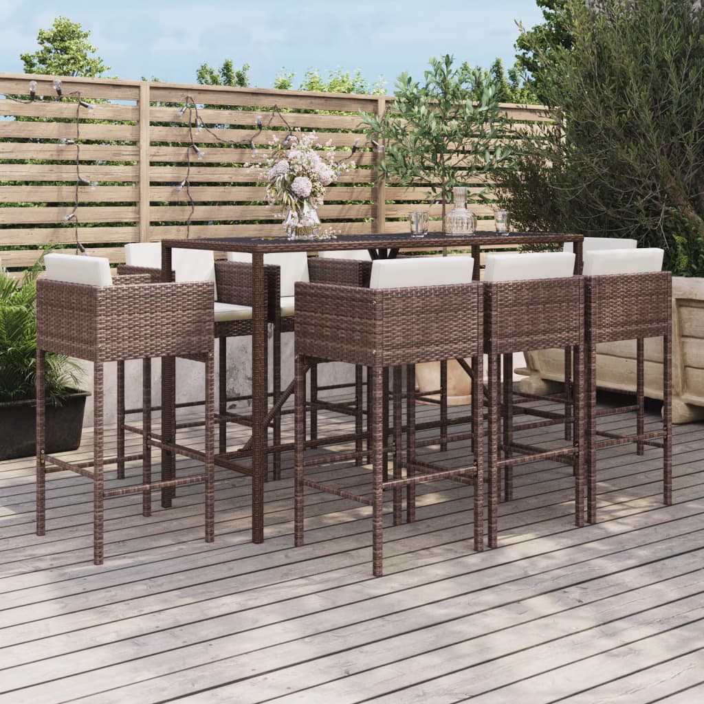 -Delige Tuinbarset Met Kussens Poly Rattan