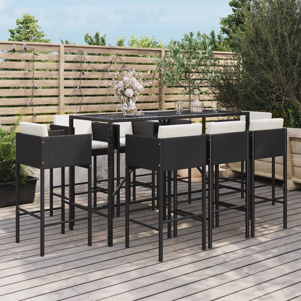 -Delige Tuinbarset Met Kussens Poly Rattan